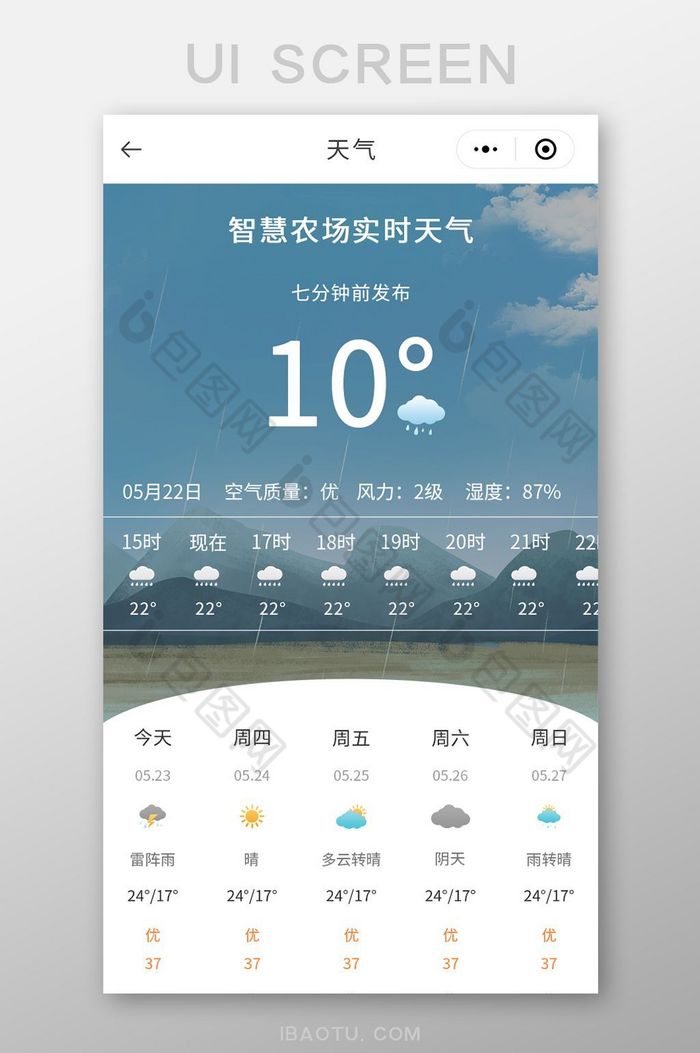 智慧农场小程序天气UI移动界面图片图片