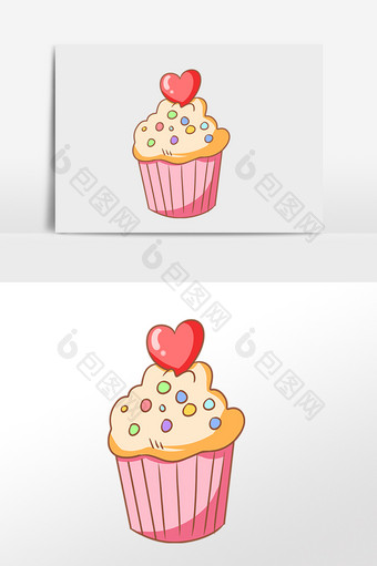 手绘爱情心形蛋糕素材图片