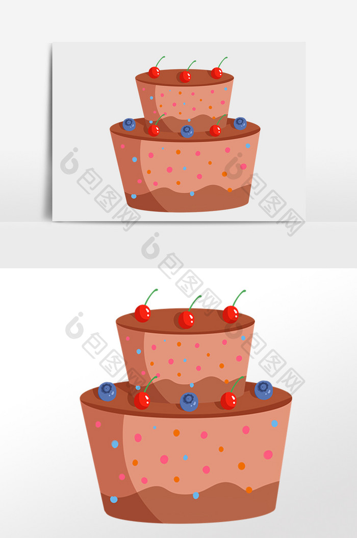 手绘双层巧克力蛋糕素材