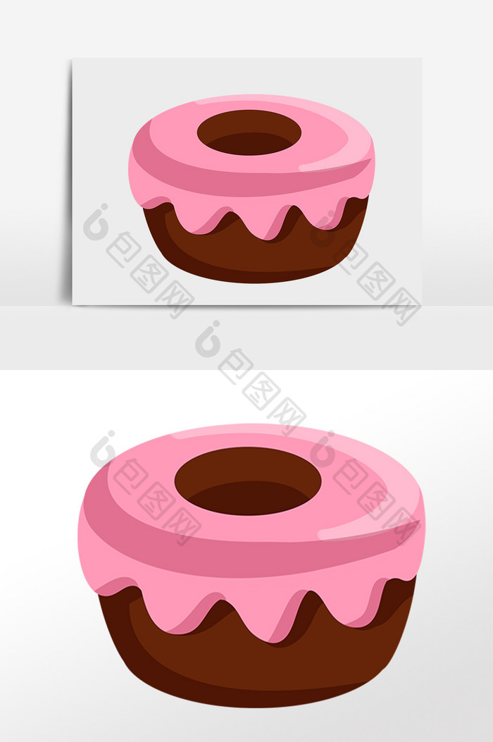 手绘粉色奶油甜甜圈素材