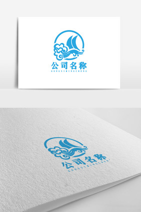 蓝色简约帆船商务通用logo标志设计