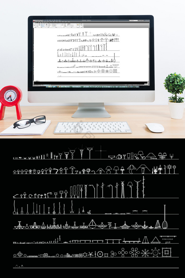 CAD常用灯具立面图库模型图片