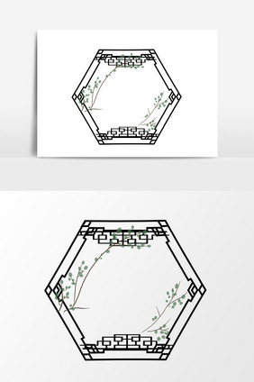 中国风方形框纹样元素