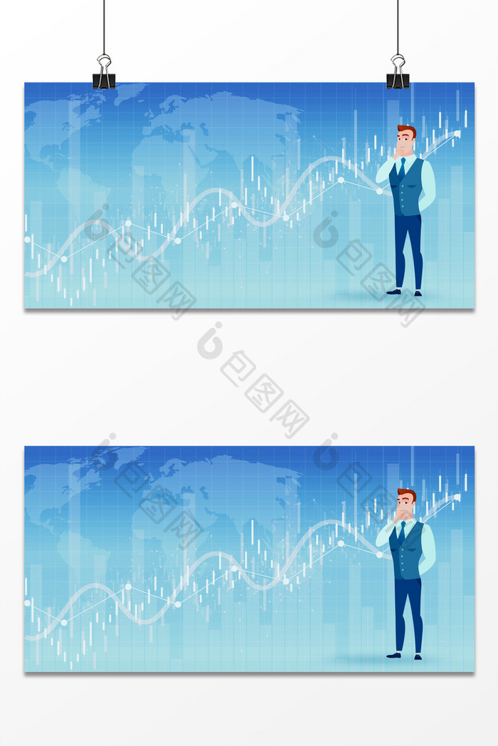 金融科技风线条成功人士股市走向清新背景