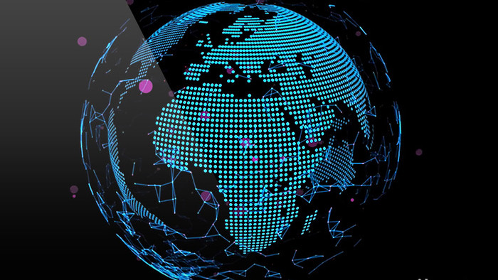 蓝色炫酷粒子球星地球展示科技互联网企业