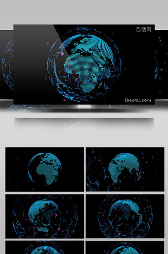 蓝色炫酷粒子球星地球展示科技互联网企业图片