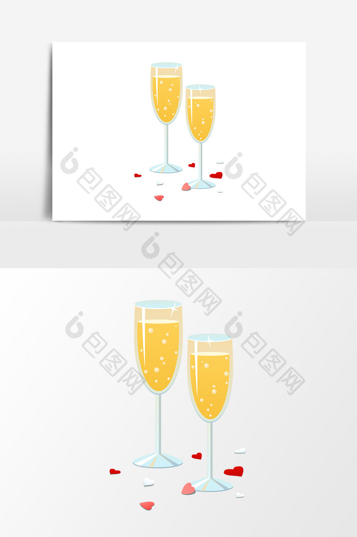 卡通香槟高脚杯设计元素