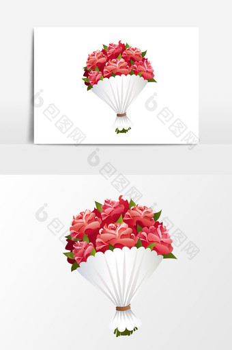 手绘一束玫瑰花设计元素图片