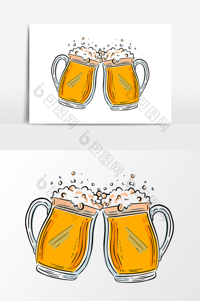 卡通啤酒泡沫设计元素