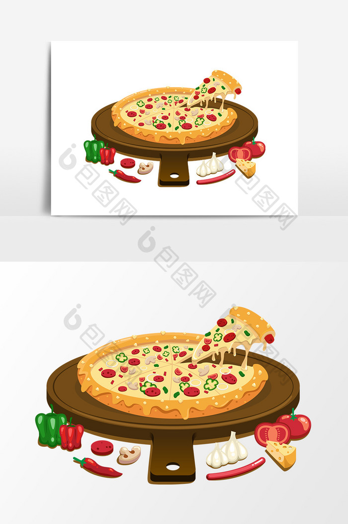 手绘卡通食材披萨设计元素
