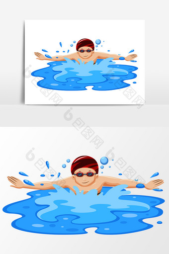 卡通游泳元素设计图片