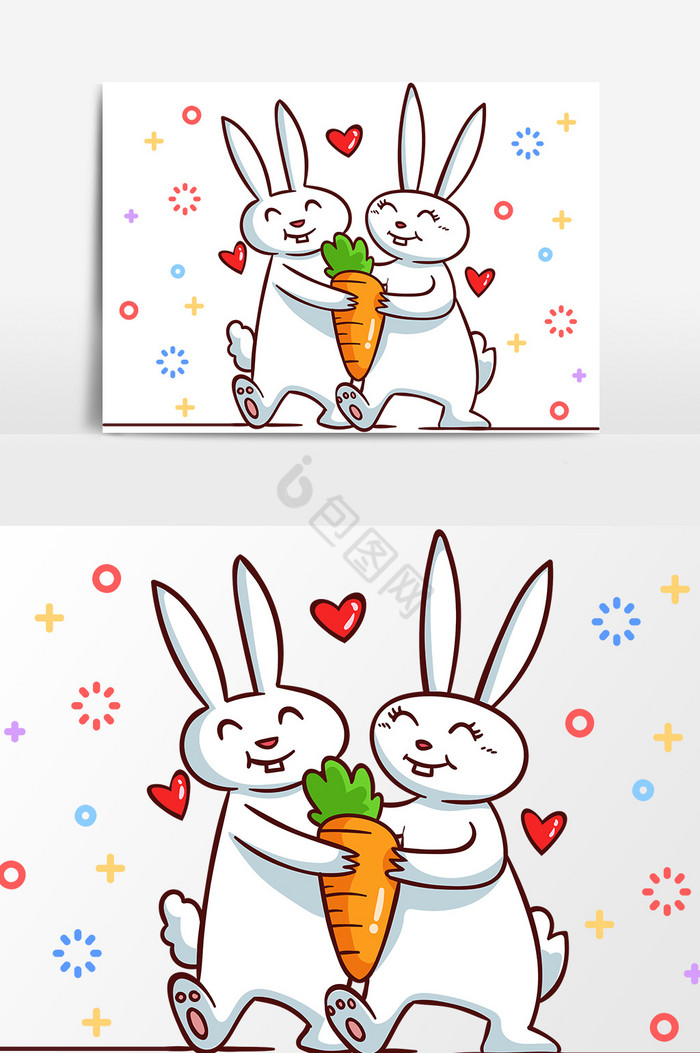 小白兔吃萝卜图片