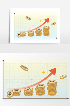 卡通金融股票金币元素