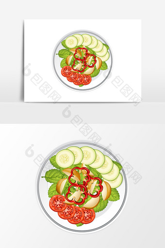 卡通食物西红柿辣椒圈设计元素图片