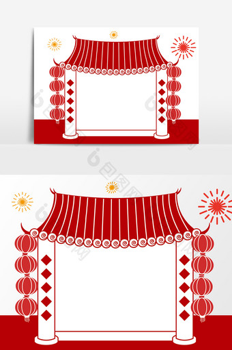 2019猪年中国风建筑边框元素图片
