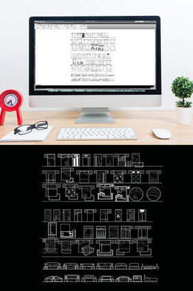 CAD卧室床立面图库