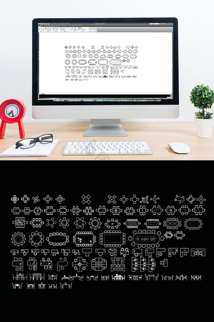 CAD常用桌椅组合模型图片