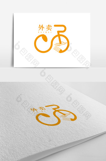 橙色简约自行车外卖logo标志设计图片