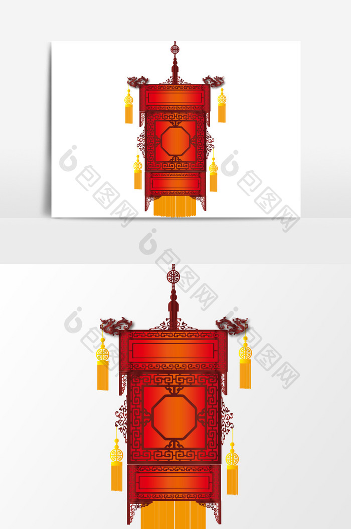 传统红色灯笼元素
