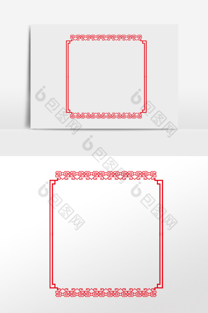 手绘红色正方形边框素材