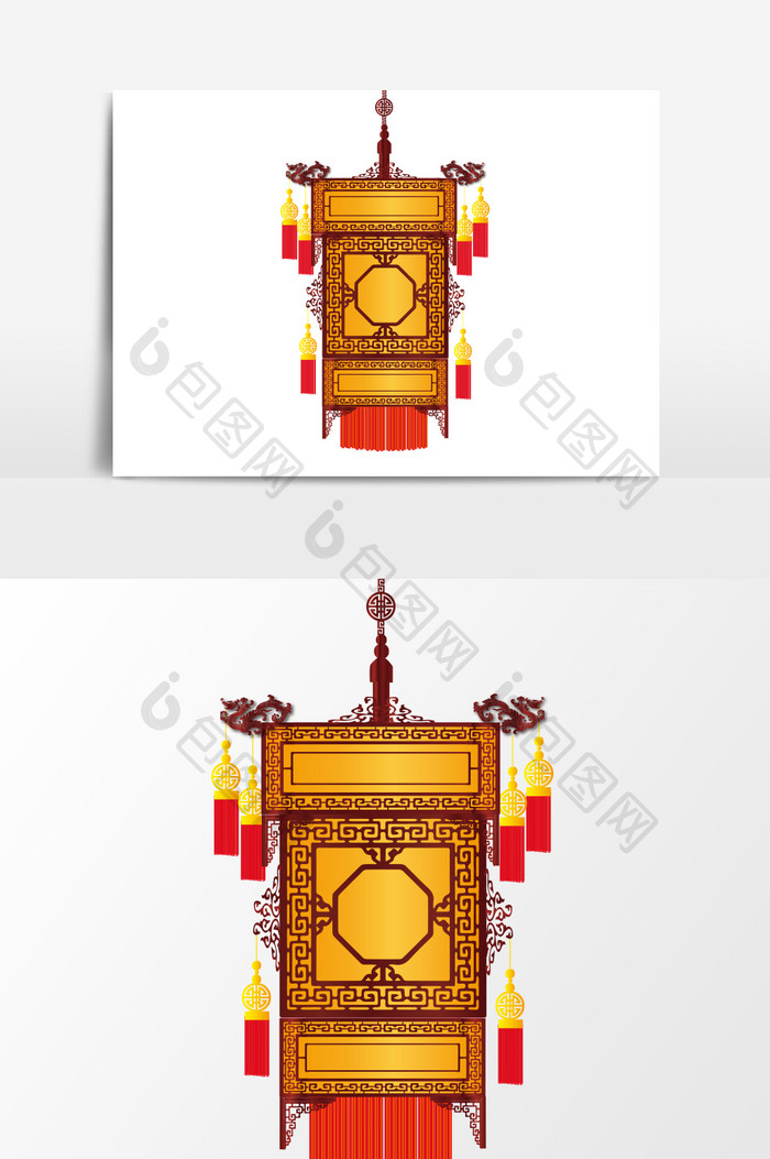 中国古典黄色灯笼元素