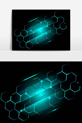 科技蓝色几何光点线条ai矢量装饰