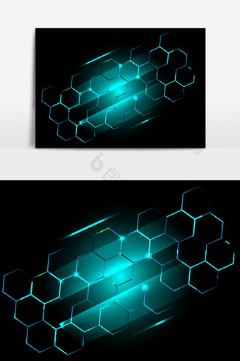 科技蓝色几何光点线条ai矢量装饰图片