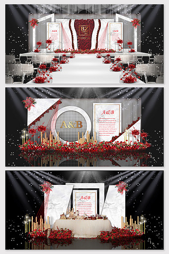 红白色浪漫大理石婚礼效果图图片