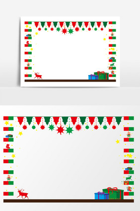 圣诞节卡通小礼物阶梯格子ai矢量边框