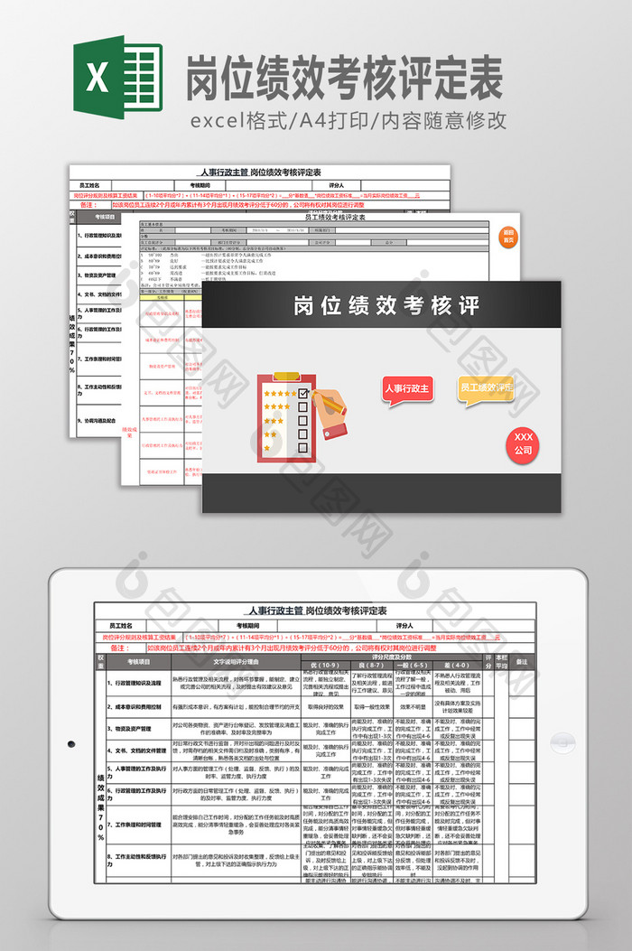 岗位绩效考核评定表