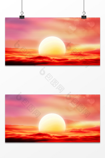 黄色日出日落背景设计图片