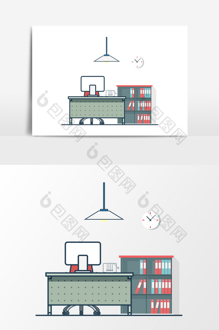 手绘办公室卡通设计元素