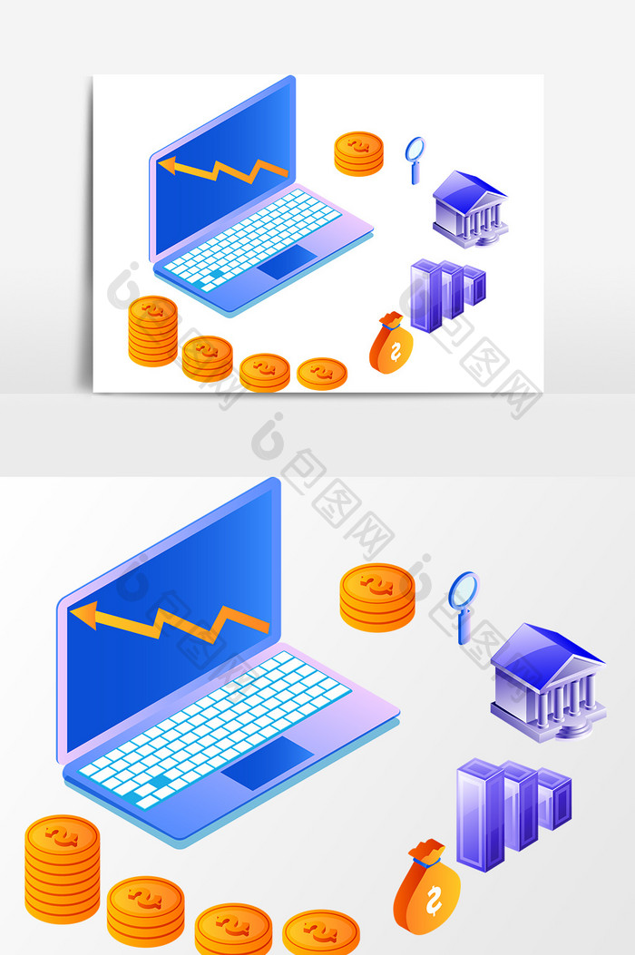 卡通手绘投资理财元素设计