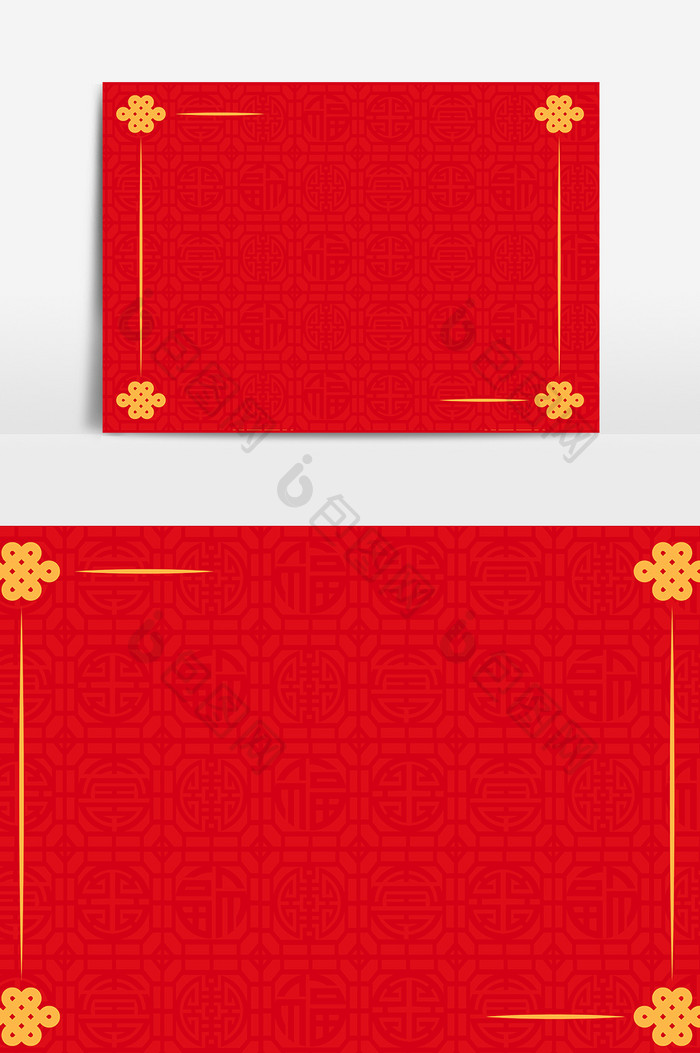 红色中国结边框设计元素