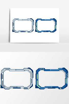 蓝色科技显示屏边框元素