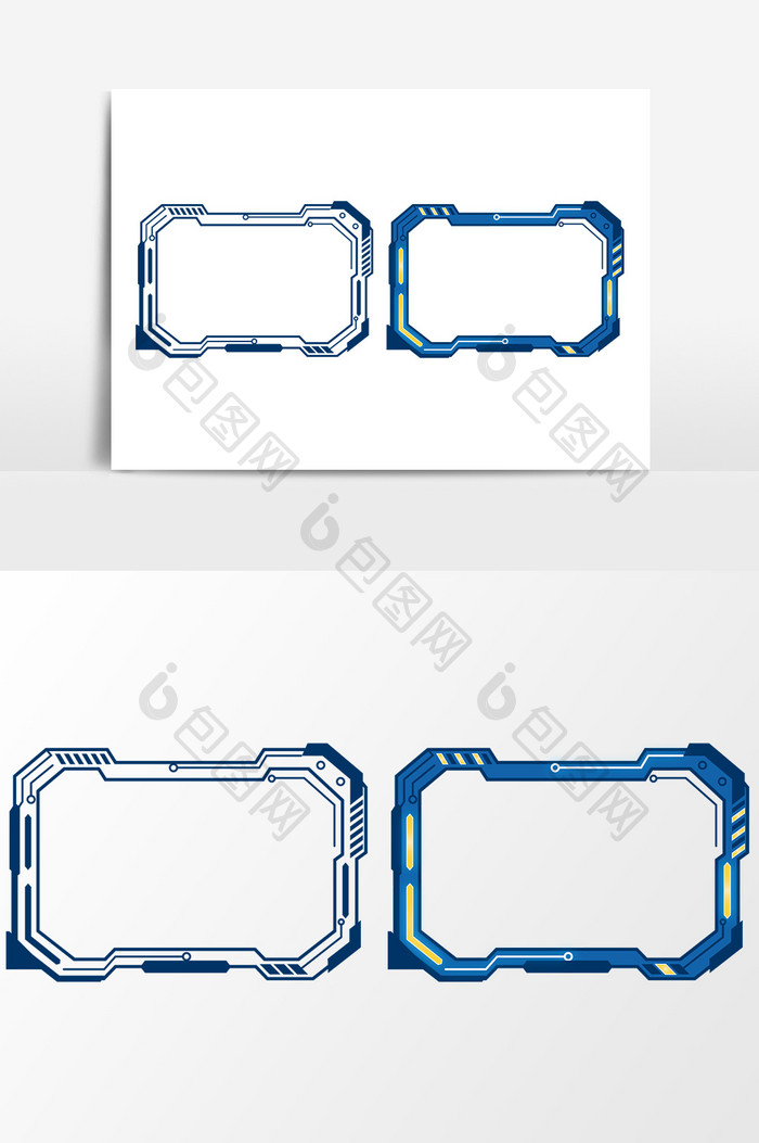 蓝色科技显示屏边框元素
