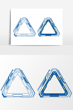 蓝色科技三角形边框元素