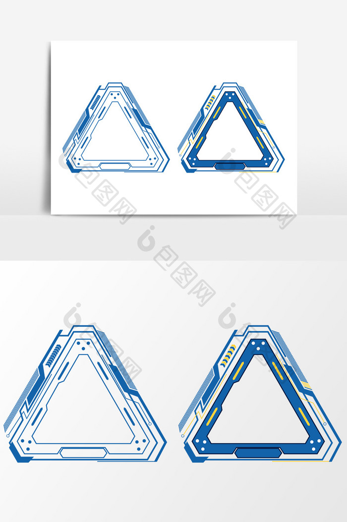 蓝色科技三角形边框元素