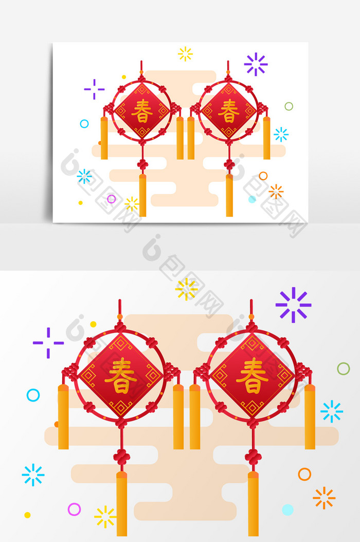 卡通新年春节挂饰设计元素