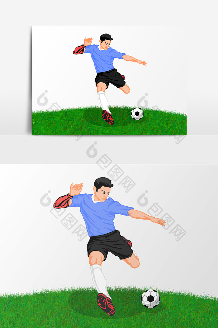 卡通手绘踢足球元素设计