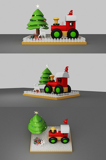 火车头造型圣诞美陈模型图片