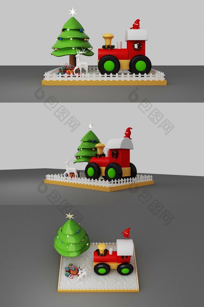 火车头造型圣诞美陈模型