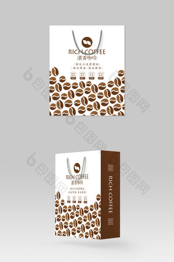 简约图形咖啡饮品食品手提袋包装设计图片