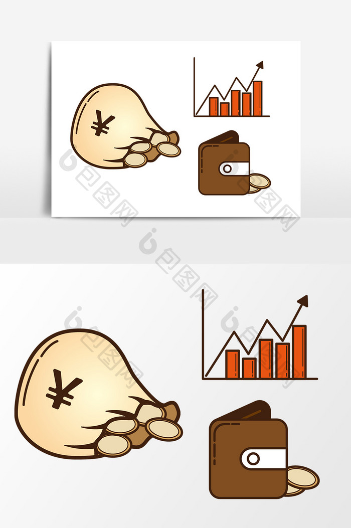 卡通矢量金融理财元素