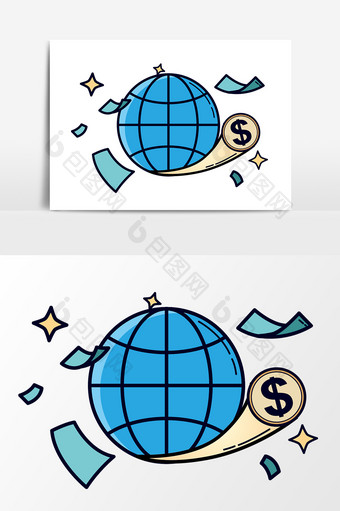 蓝色卡通世界金融元素图片