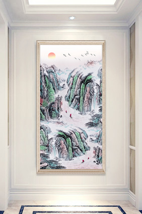 新中式意境国画山水风景画玄关装饰画