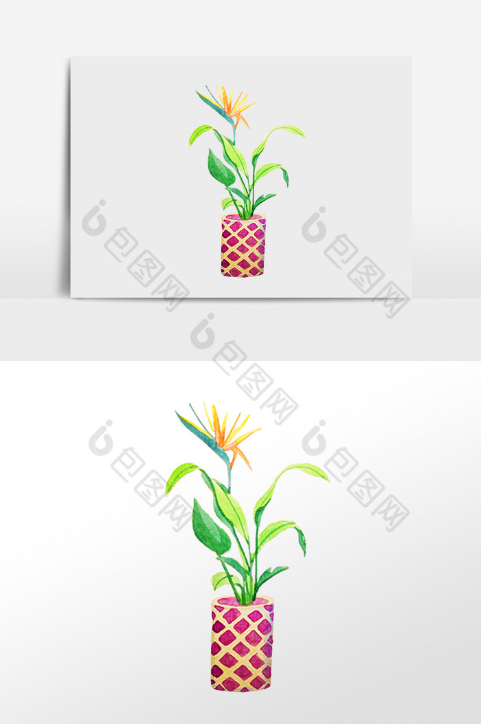 彩绘格子花盆盆栽图片图片
