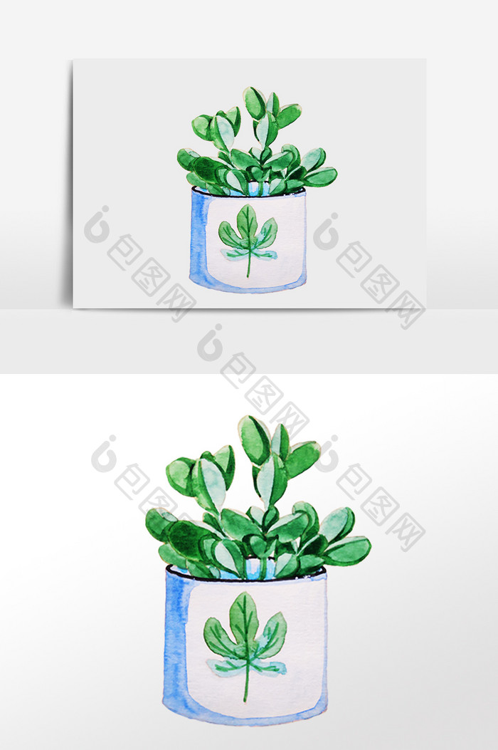 手绘绿叶花盆植物盆栽 Psd素材 包图网 手绘绿叶花盆植物盆栽 Psd素材 包图网