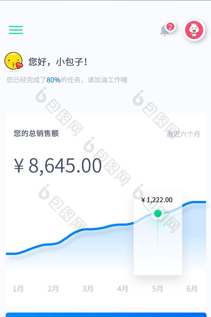 绿色商务扁平业务员数据可视化UI移动界面