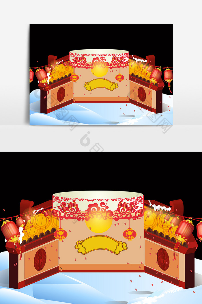 卡通中国风新年氛围设计元素